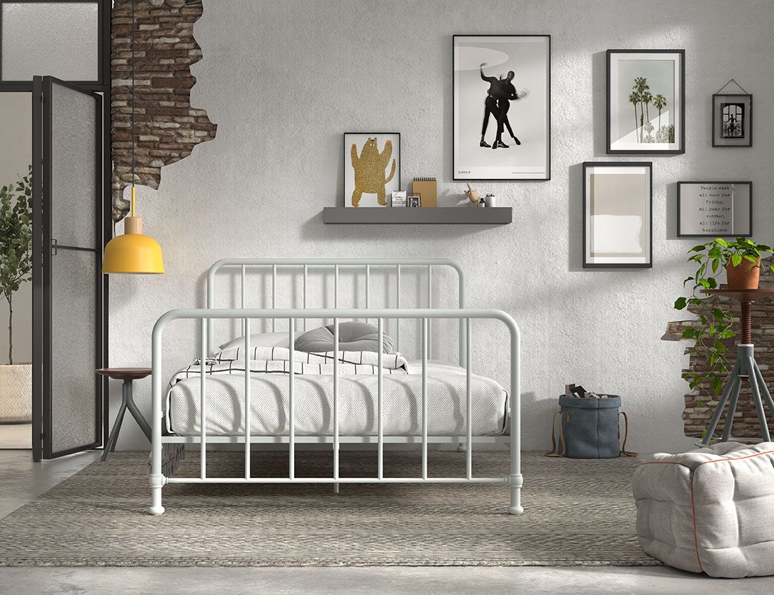 Lit BRONXX 140 X 200 cm Blanc VIPACK