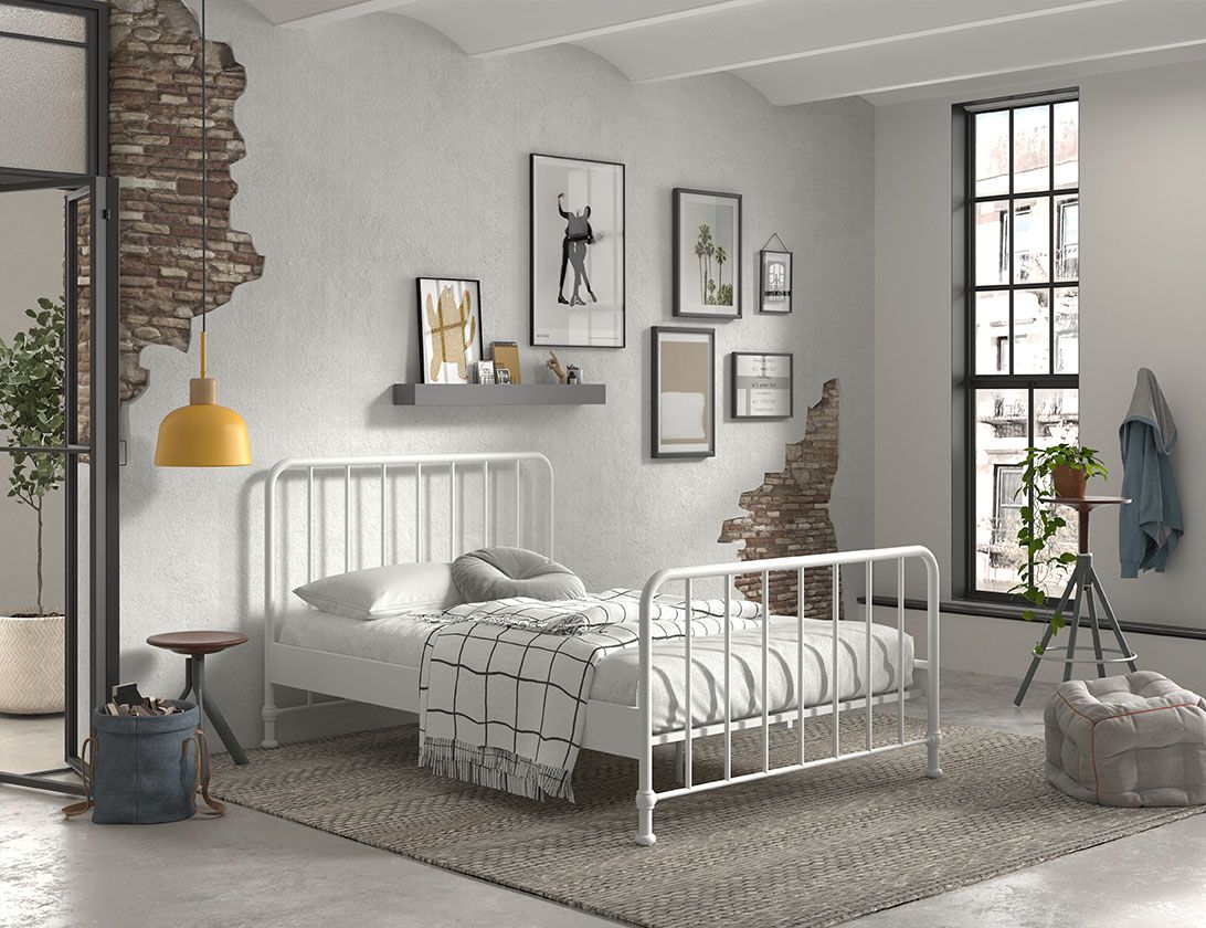 Lit BRONXX 140 X 200 cm Blanc VIPACK