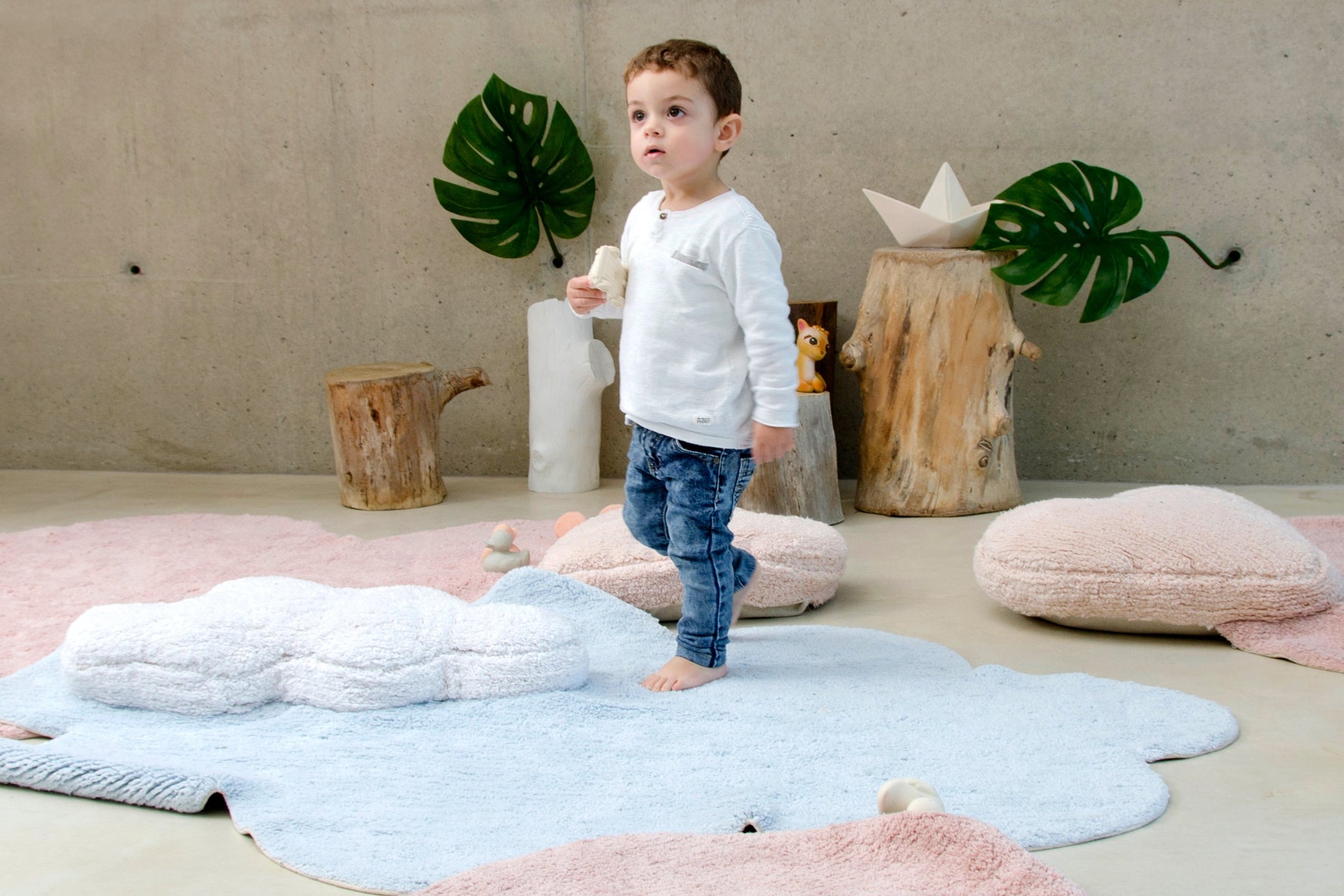 Tapis Lavable Puffy Dream Bleu 170 x 110 Cm LORENA CANALS