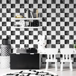 MUNKS & ME - Papier Peint Chambre Enfant à Motif Répété - À Carreaux Billys | Noir