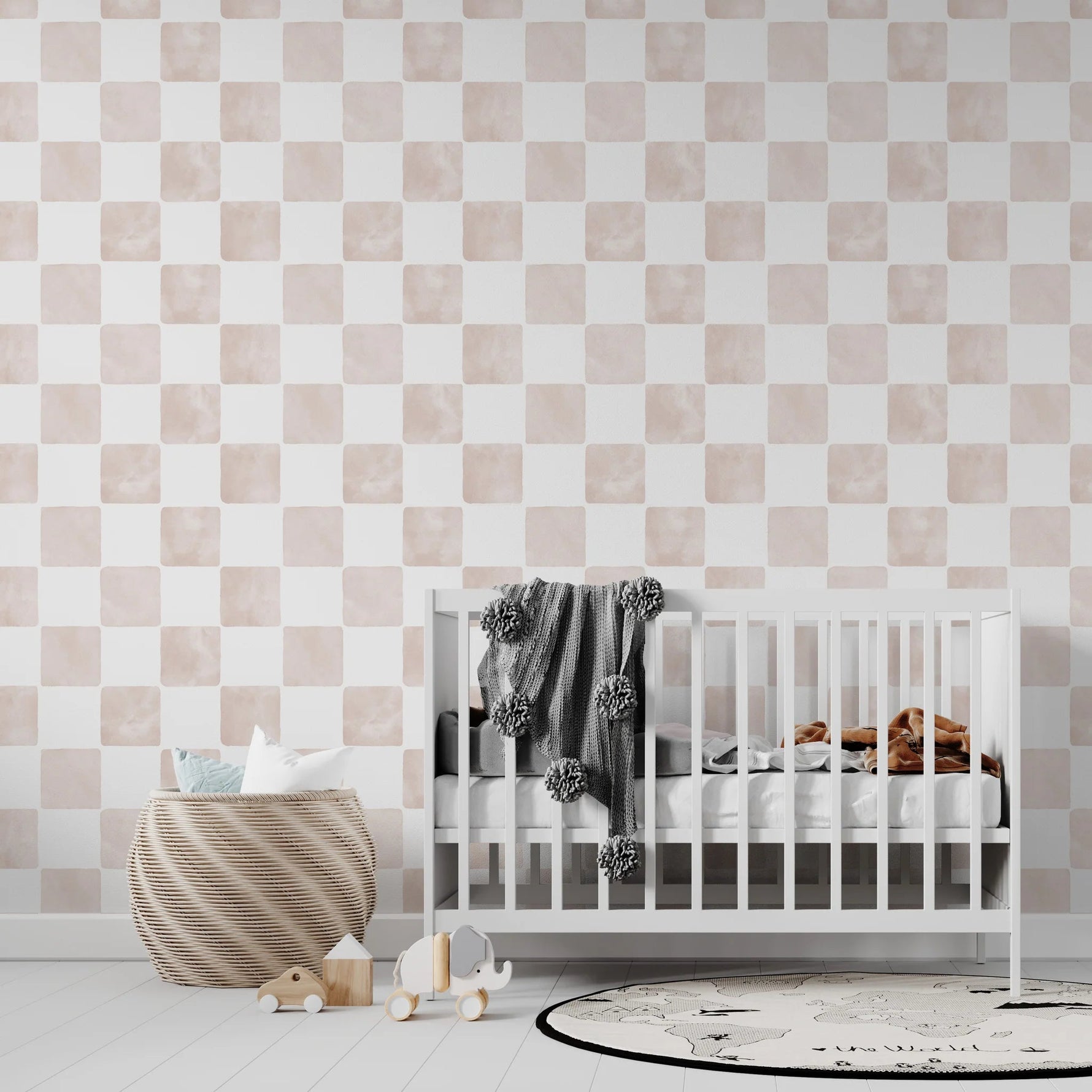 MUNKS & ME - Papier Peint Chambre Enfant à Motif Répété - À Carreaux Billys | Rose