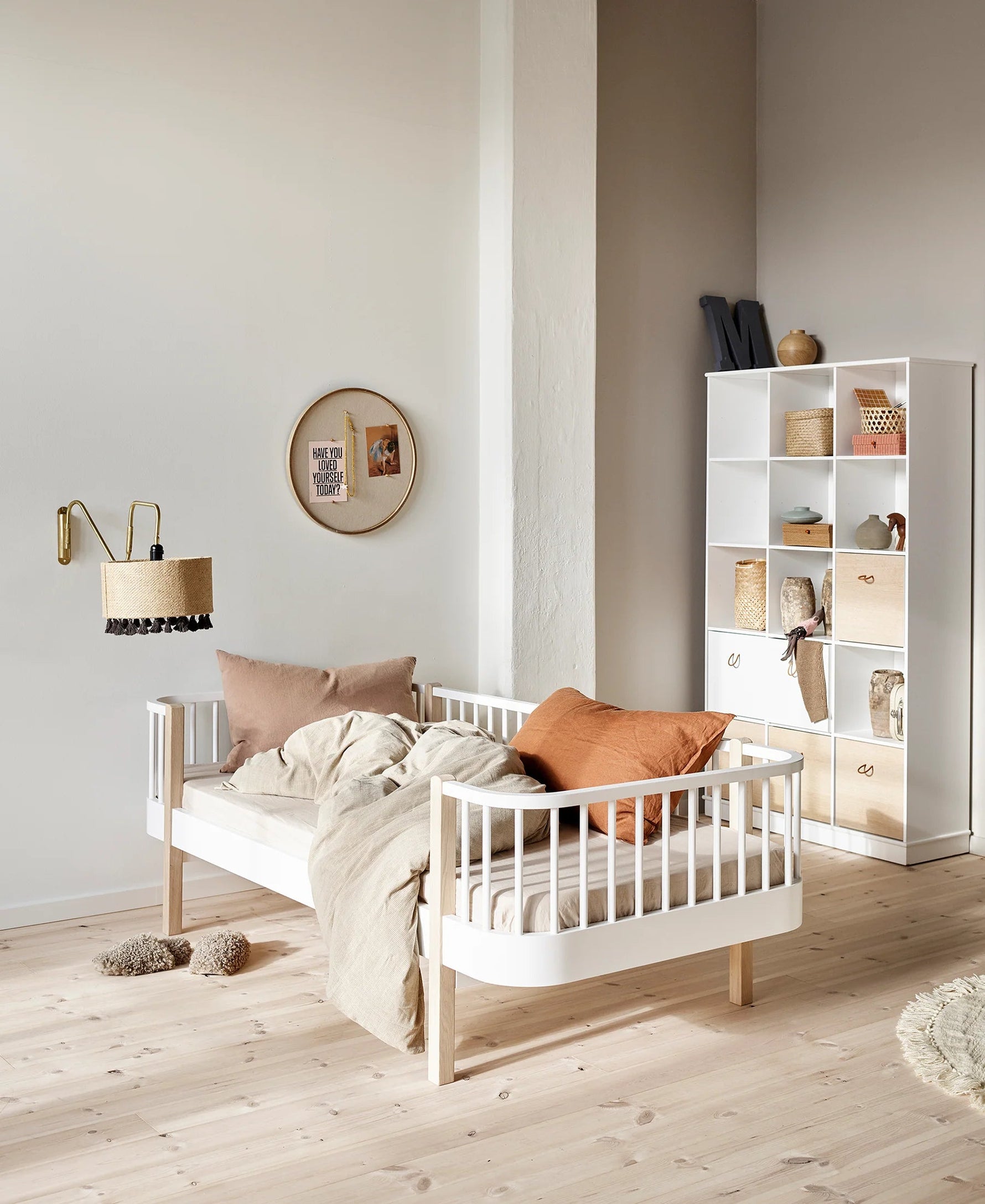 Lit Banquette Wood Original, Blanc/Chêne OLIVER FURNITURE