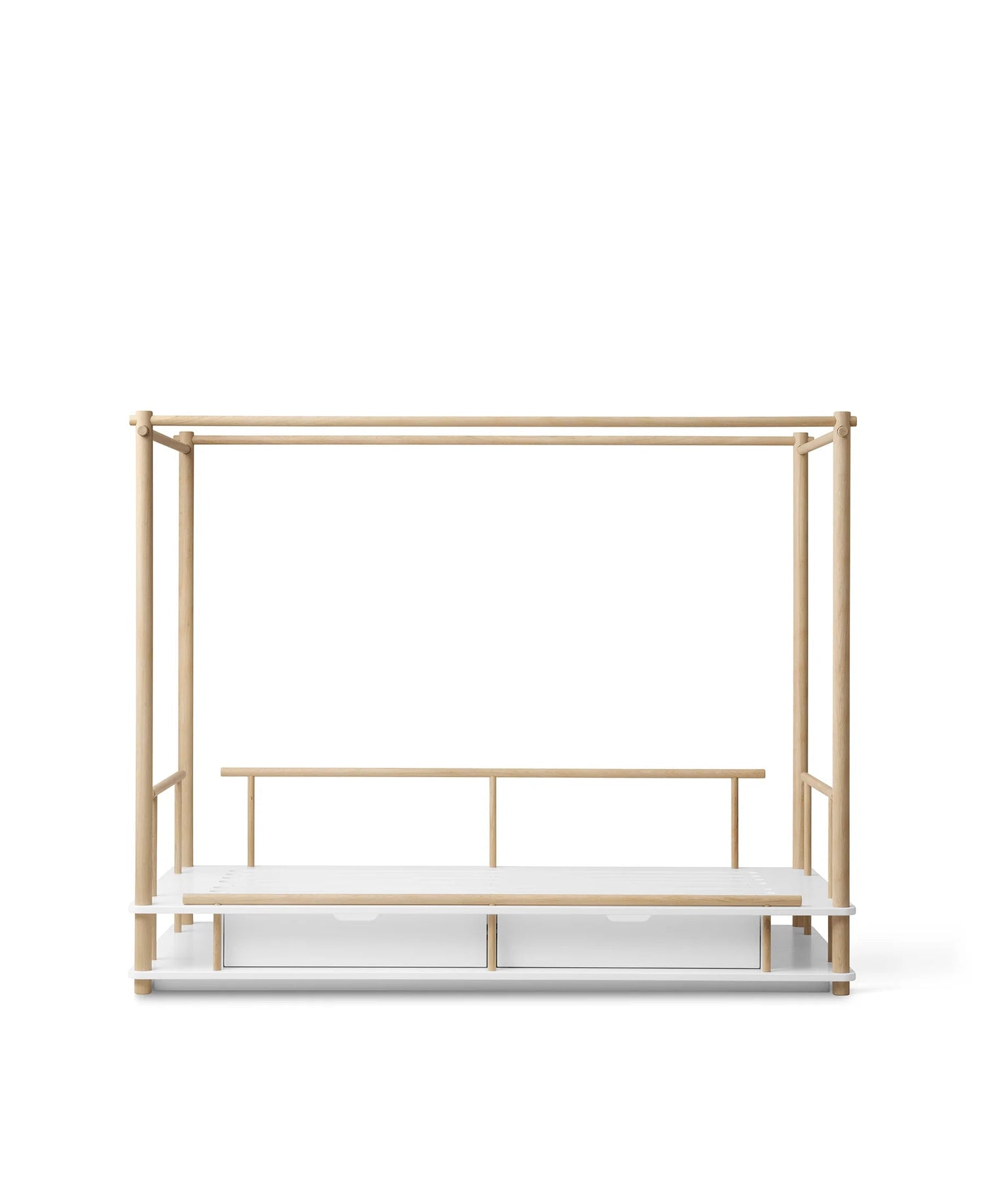 OLIVER FURNITURE - Lit à Baldaquin Camp, Blanc/Chêne 90 x 180 cm