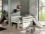 Lit Mezzanine Mi-Hauteur (H 85cm) SCOTT Avec Toboggan 90 X 200 cm Blanc VIPACK