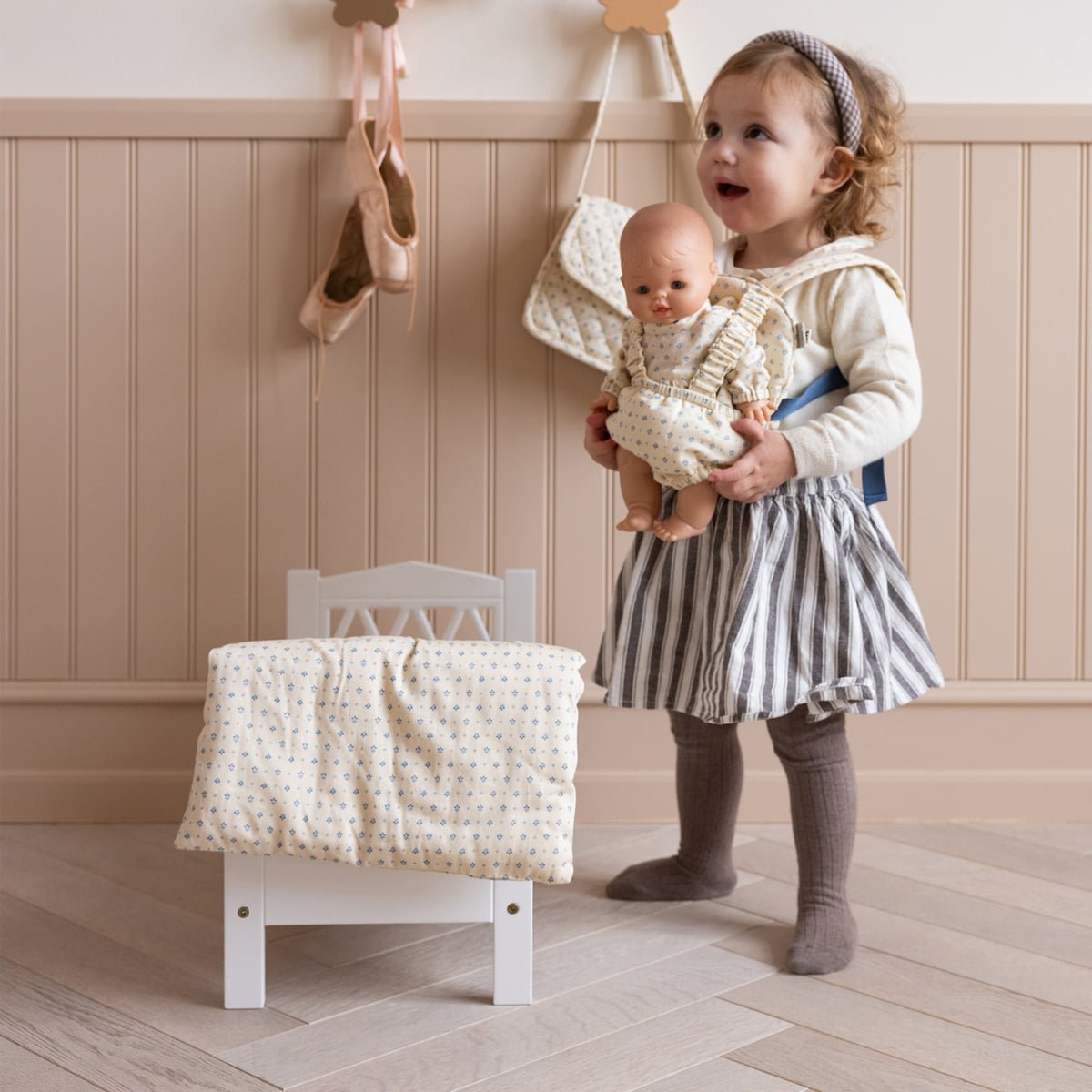 CAM CAM - Lit De Poupée en Bois Harlequin - Blanc - Nouveau modèle