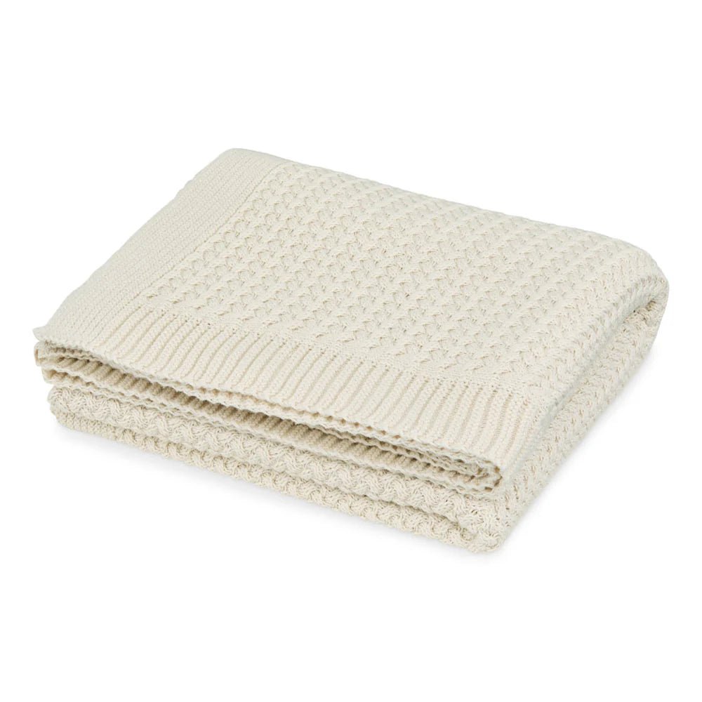CAM CAM - Plaid Bébé En Tricot Harper - Gots - Blanc Cassé