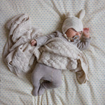 CAM CAM - Plaid Bébé En Tricot Pointelle - Gots - Blanc Cassé