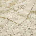 CAM CAM - Plaid Bébé En Tricot Pointelle - Gots - Blanc Cassé
