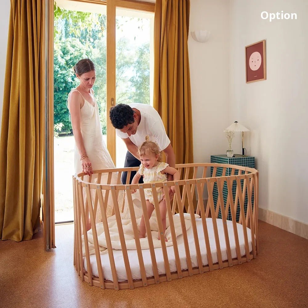 CHARLIE CRANE-Lit Bébé évolutif LUGO Charlie Crane en Bois Naturel + Matelas