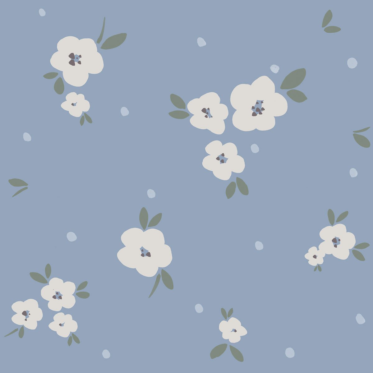 DEKORNIK - Papier Peint Pour Enfants Floral Draw Bleu