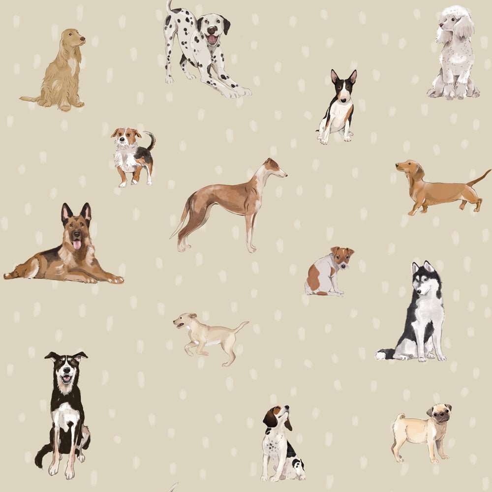 DEKORNIK - Papier Peint Pour Enfants Les Chiens Sont Le Meilleur - Beiges À Pois