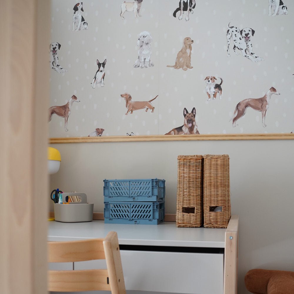 DEKORNIK - Papier Peint Pour Enfants Les Chiens Sont Le Meilleur - Beiges À Pois