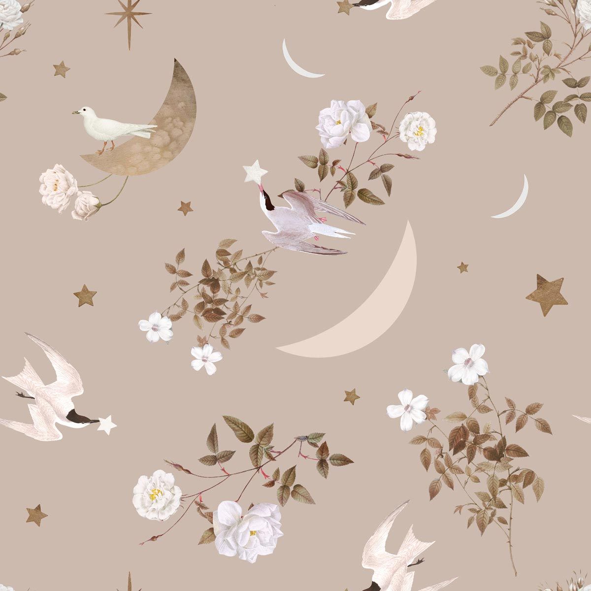DEKORNIK - Papier Peint Pour Enfants Oiseaux Dans Le Ciel Nocturne