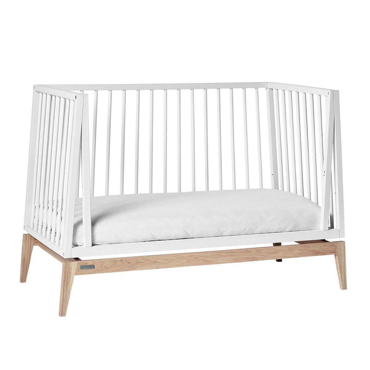 LEANDER - Lit Bébé Luna, 140x70 Cm, Blanc/chêne