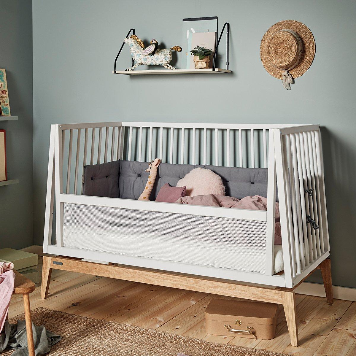 LEANDER - Lit Bébé Luna, 140x70 Cm, Blanc/chêne