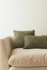 LORENA CANALS - Coussin Carré Tissé Main Kaki