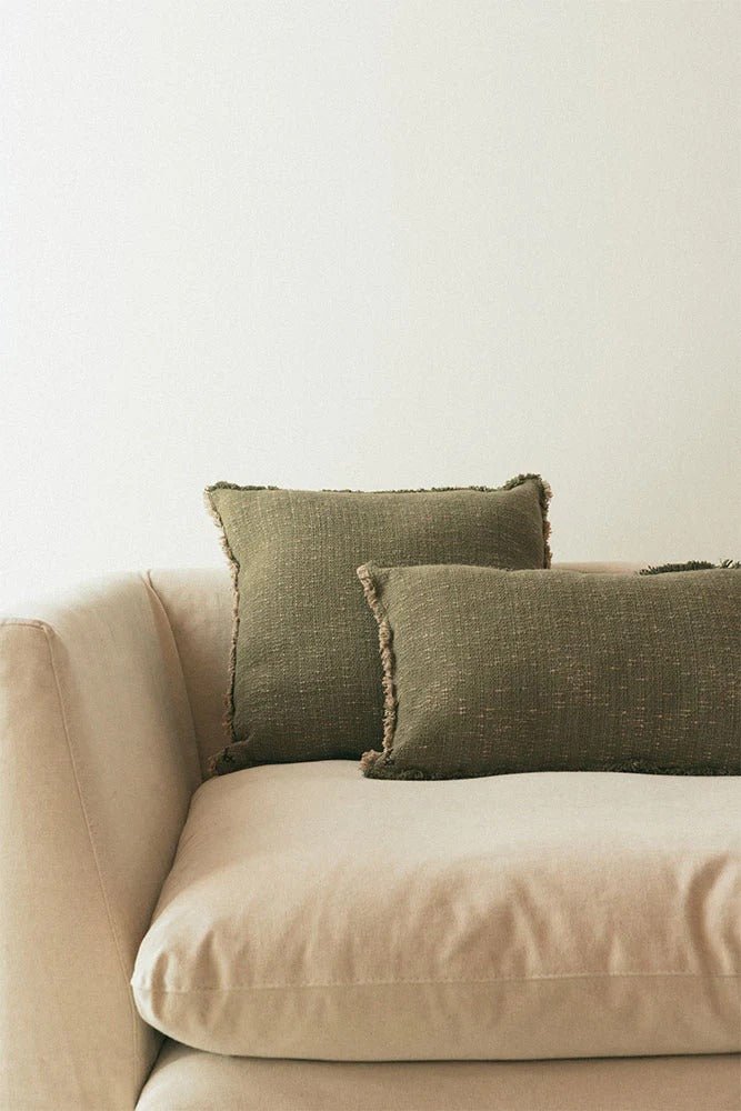 LORENA CANALS - Coussin Carré Tissé Main Kaki