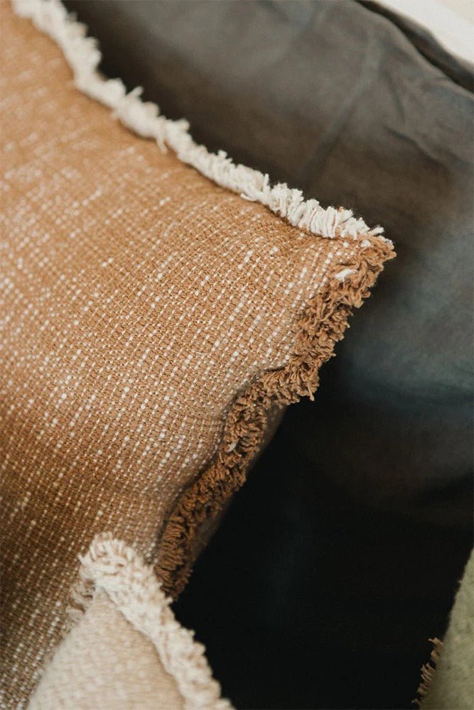 LORENA CANALS - Coussin Carré Tissé Main Ocre