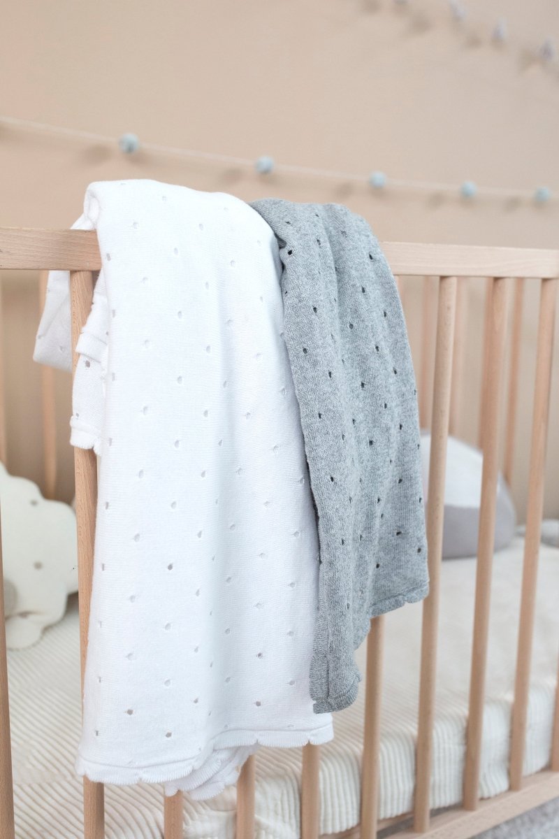 LORENA CANALS - Couverture Bébé Tricotée Biscuit Blanc