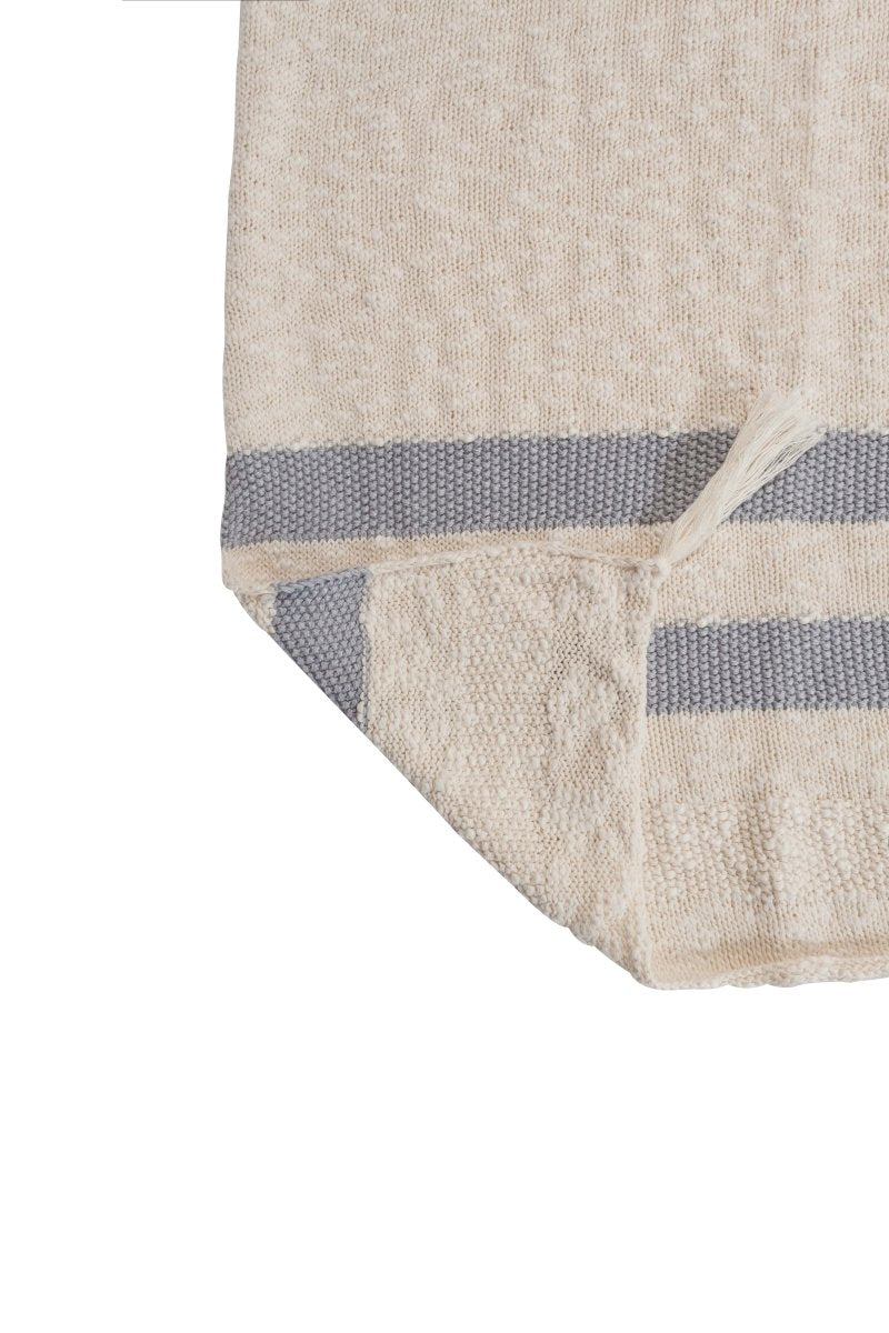 LORENA CANALS - Couverture Tricot Stripes Naturel - Gris