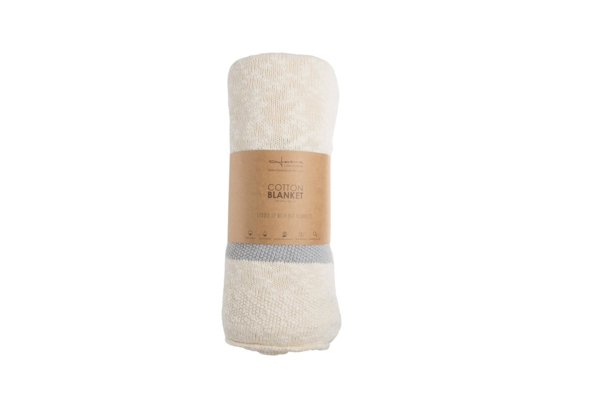 LORENA CANALS - Couverture Tricot Stripes Naturel - Gris