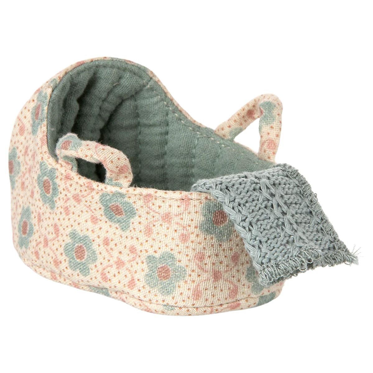MAILEG - Couffin, Bébé Souris - Bleu