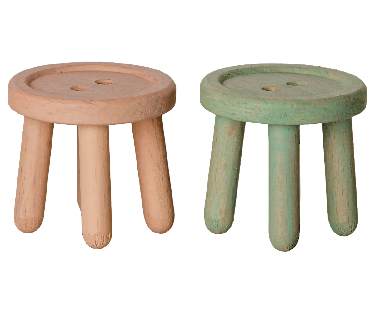 MAILEG-Ensemble De Tabourets Pour Souris Maileg – Rose Pâle / Menthe Pâle