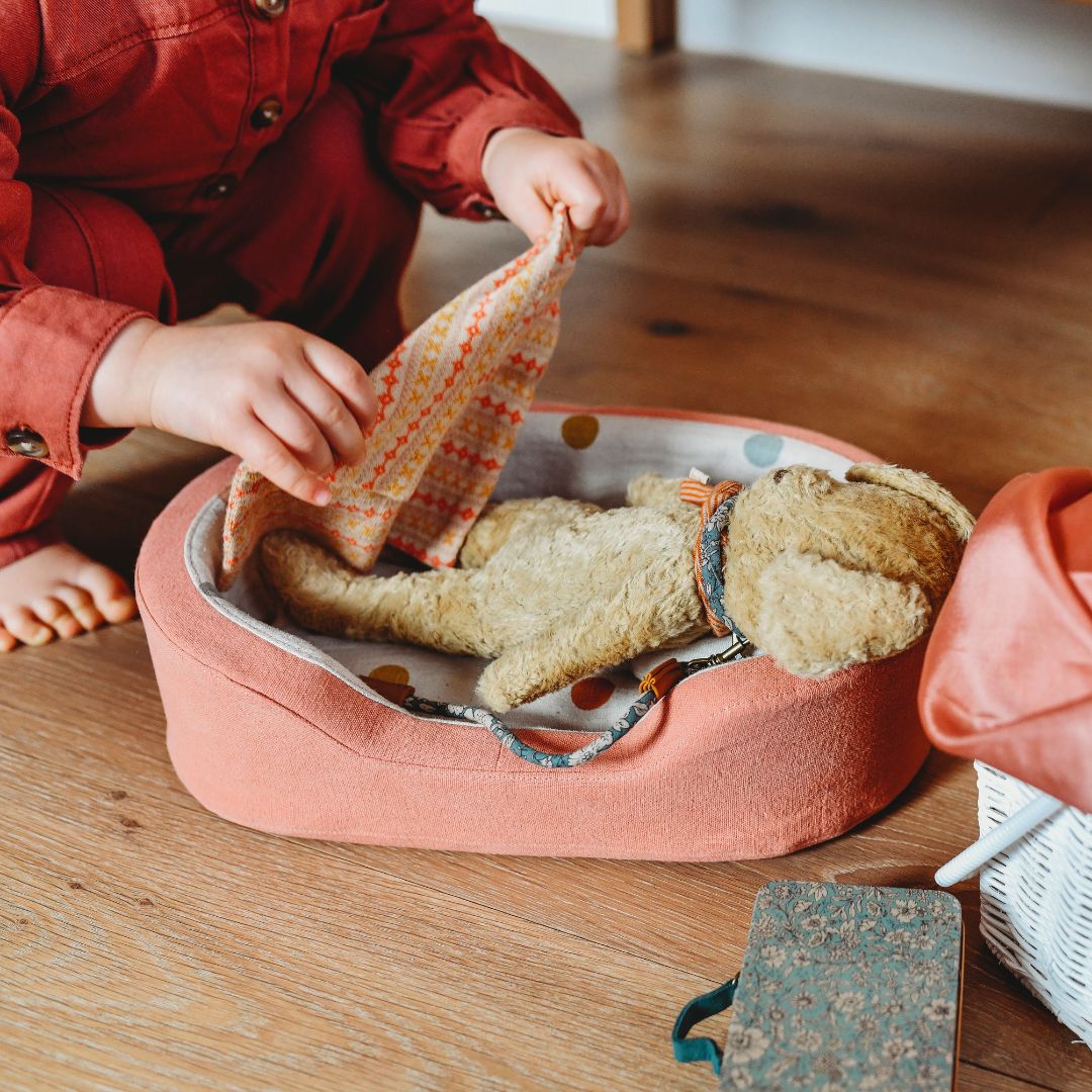 MAILEG - Panier Douillet, Medium - Corail