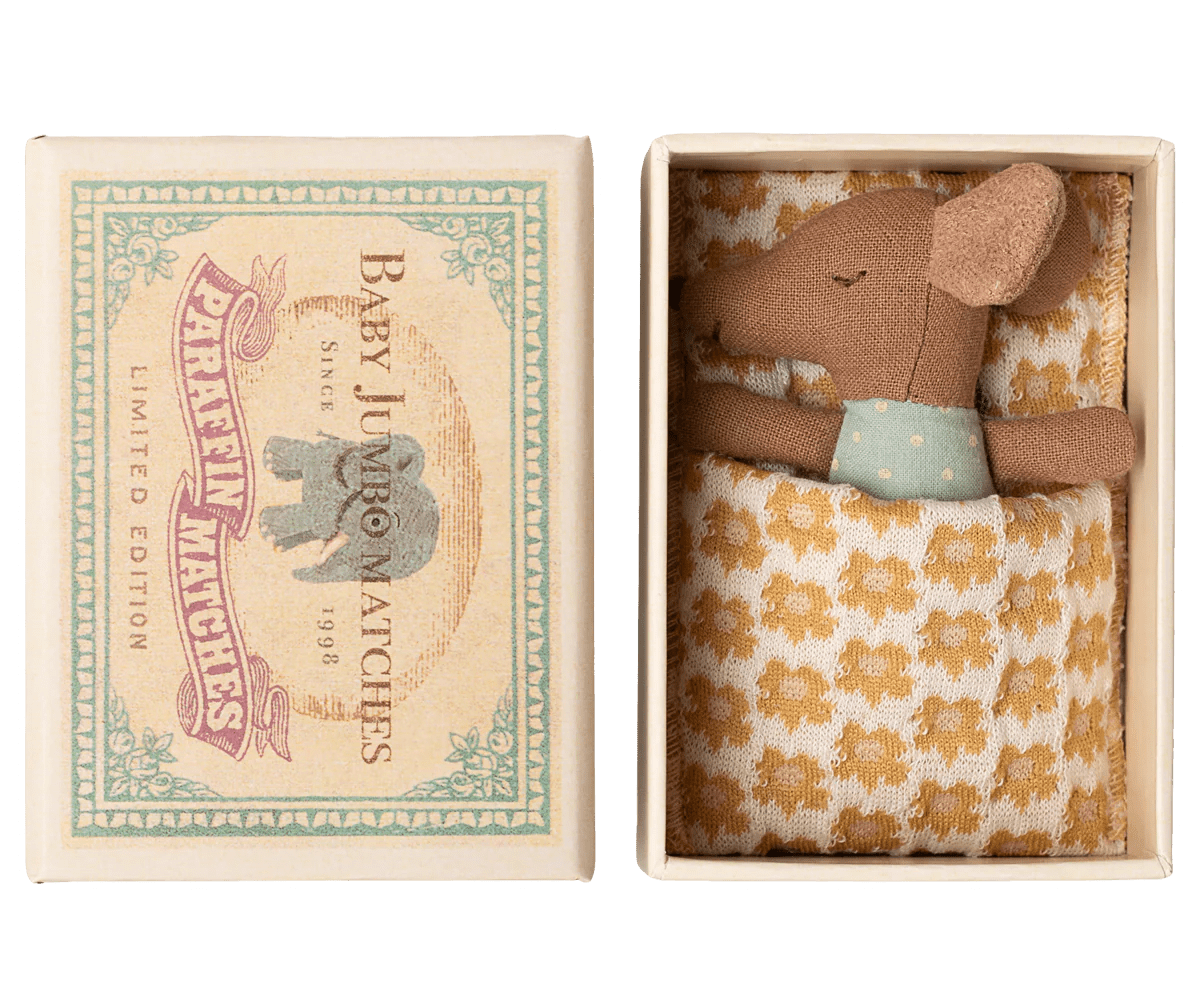 MAILEG - Souris Bébé "Sleepy Wakey" Dans Sa Boîte - Bleu