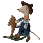MAILEG - Souris Cowboy Sur Cheval À Bascule, Petit Frère