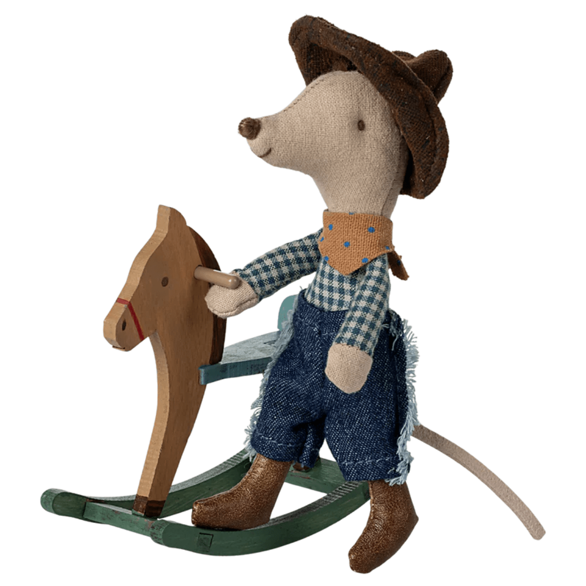 MAILEG - Souris Cowboy Sur Cheval À Bascule, Petit Frère