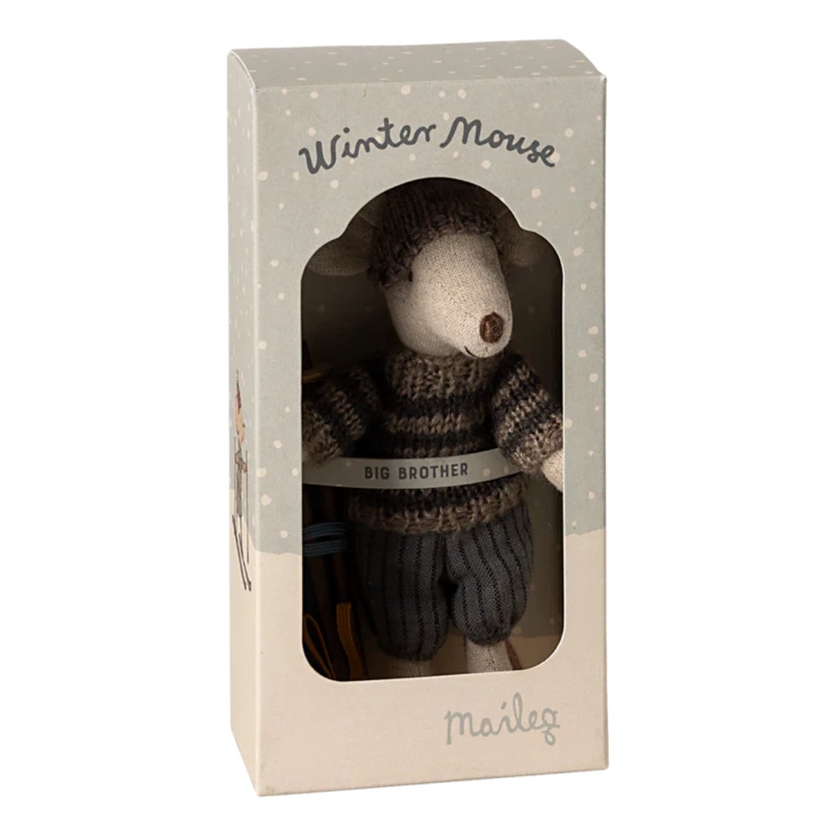 MAILEG - Souris D'hiver Avec Set De Ski Big Brother - Gris