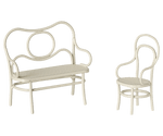 MAILEG - Table, Banc & Chaise, Souris, Petite - Blanc cassé
