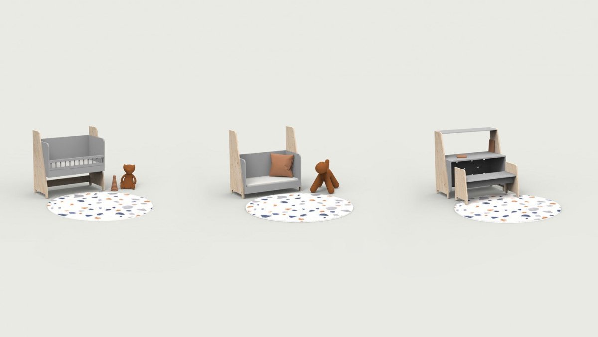 MATHY BY BOLS - Berceau Cododo Avec Une Colonne Étagère ASYMETRY