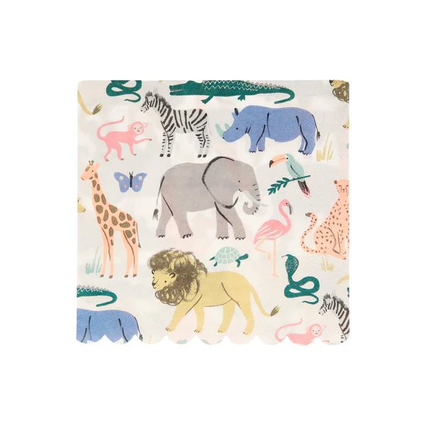MERI MERI - 20 Grandes Serviettes Animaux Safari