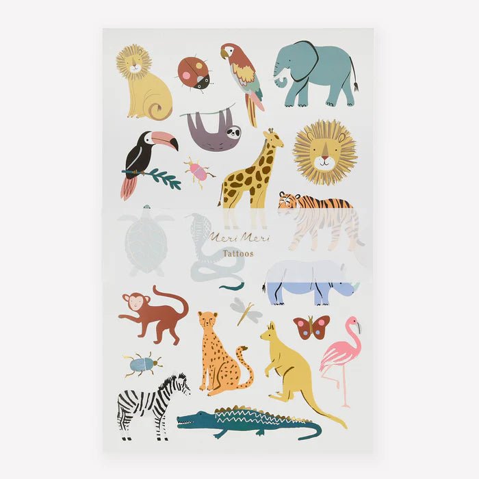 MERI MERI - Lot De Deux Feuilles De Tatouages Animaux Sauvages