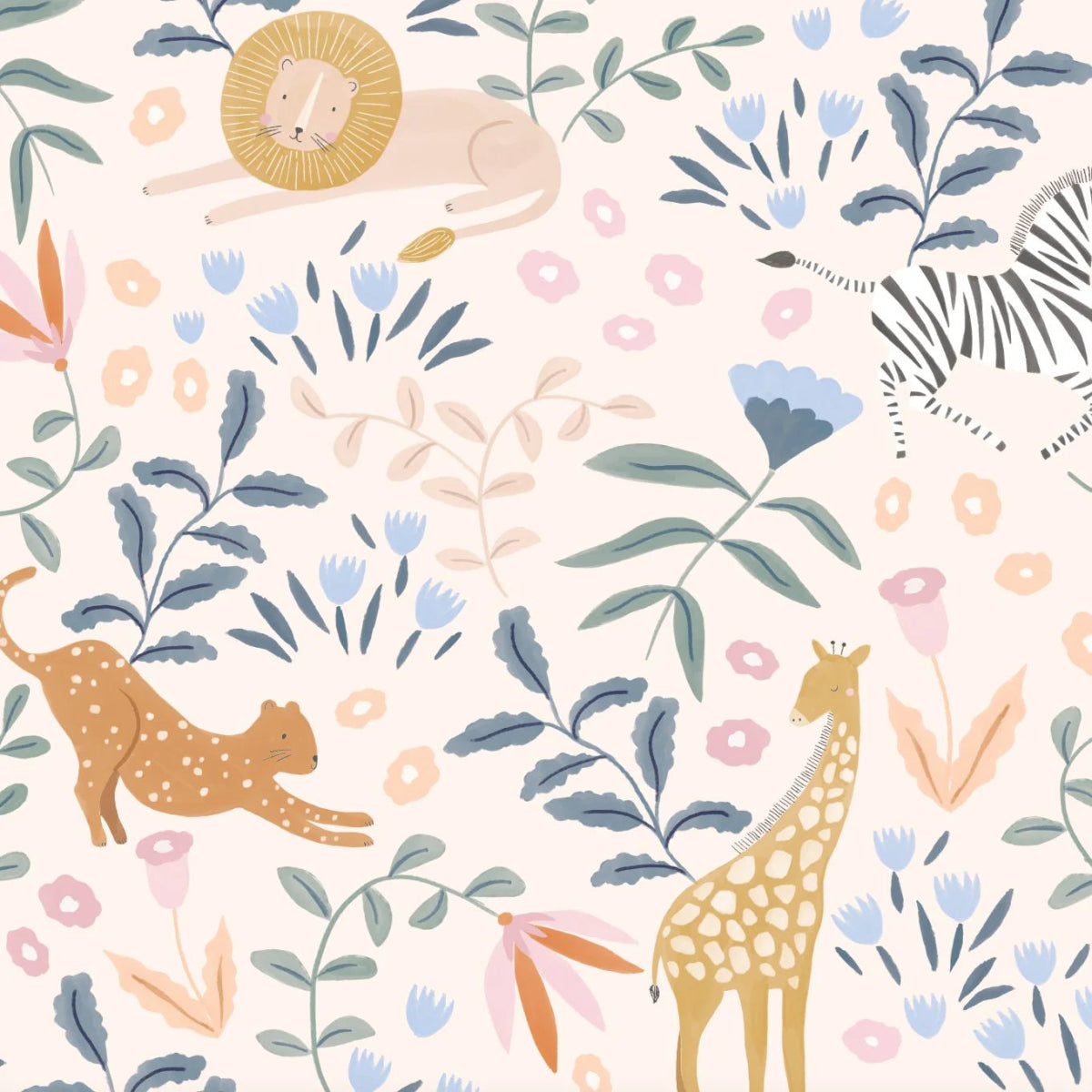 MUNKS & ME - Motif De Papier Peint Panoramique Pour Enfants - Safari Printanier