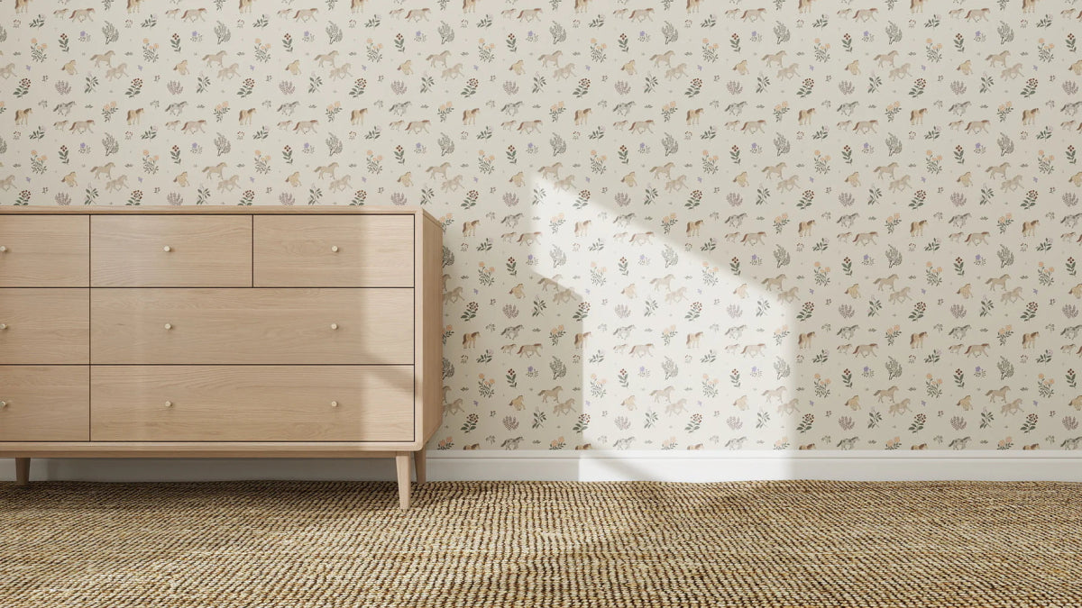 MUNKS & ME - Papier Peint Panoramique Pour Enfants - À Motifs Répétés  chevaux De Quincy 