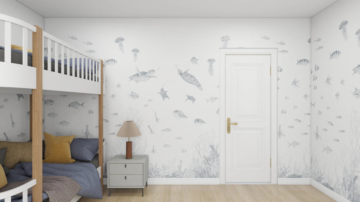 MUNKS & ME - Papier Peint Panoramique Pour Enfants - Aquarium | Bleu