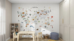 MUNKS & ME - Papier Peint Panoramique Pour Enfants - Carte Du Monde | Gris