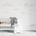MUNKS & ME - Papier Peint Panoramique Pour Enfants - Fresque Munks + Me X Olivia Bowen | Nuages et Oiseaux