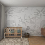 MUNKS & ME - Papier Peint Panoramique Pour Enfants - Safari Africain | Gris