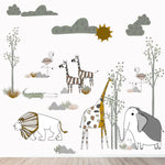 MUNKS & ME - Papier Peint Panoramique Pour Enfants - Scène De Safari Animée
