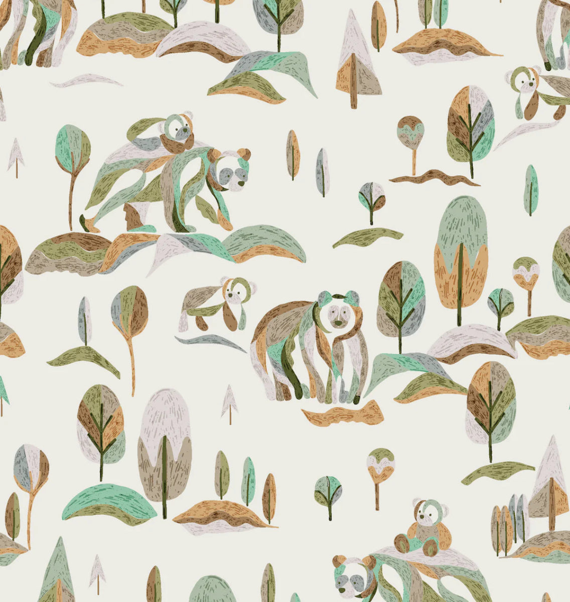 MUNKS & ME - Papier Peint Pour Enfants - Motif Répétitif Ours Hivernaux