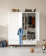 OLIVER FURNITURE - Armoire 3 Portes Wood, Blanc/Chêne