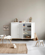 OLIVER FURNITURE - Armoire Multi - Rangement 3 Portes, Blanc/Chêne