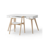 OLIVER FURNITURE - Bureau Wood 66 cm & Chaise Wood Avec Accoudoirs, L'ensemble, Blanc/Chêne