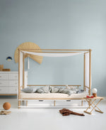 OLIVER FURNITURE - Lit à Baldaquin Camp, Blanc/Chêne 90 x 180 cm