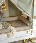 OLIVER FURNITURE - Lit Banquette Camp, Blanc/Chêne