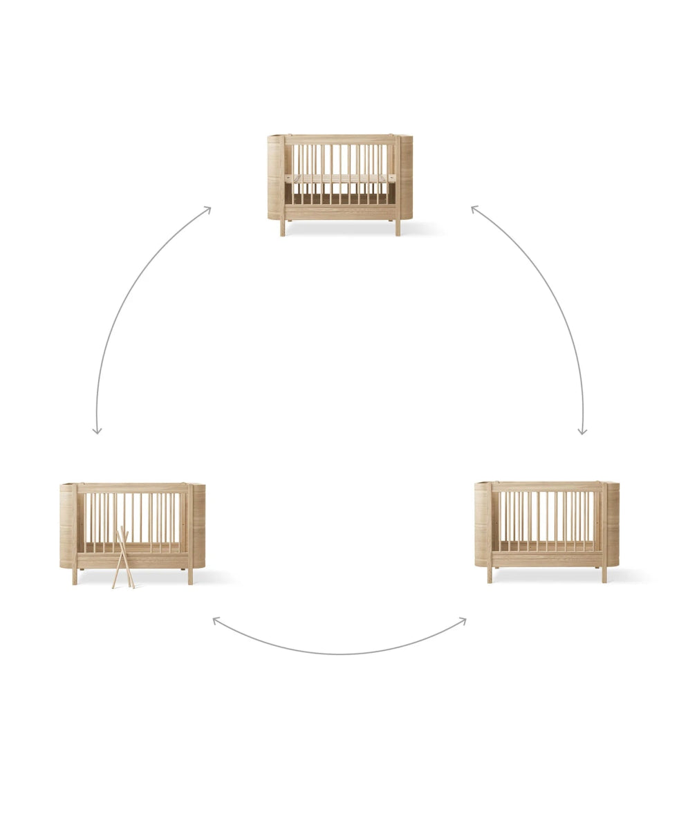 OLIVER FURNITURE - Lit Bébé Évolutif Wood Mini+, Chêne